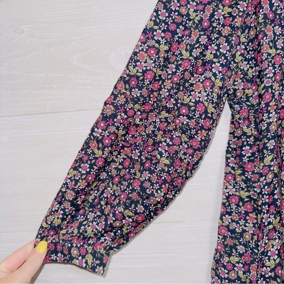 J. Crew Women's Pink and Purple Floral Print Long Sleeve Tiered Mini Dress - Picture 3 of 7